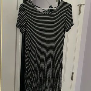 grey and white stripped flowy dress